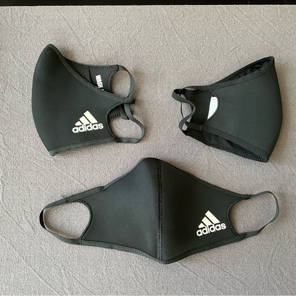 Brand New 3 Pack Adidas Face Cover - Black - Size S Small - Smooth Lightweight